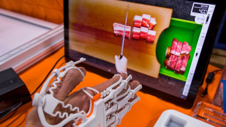 A RAPAEL Smart Glove, which assists rehabilitation for stroke victims