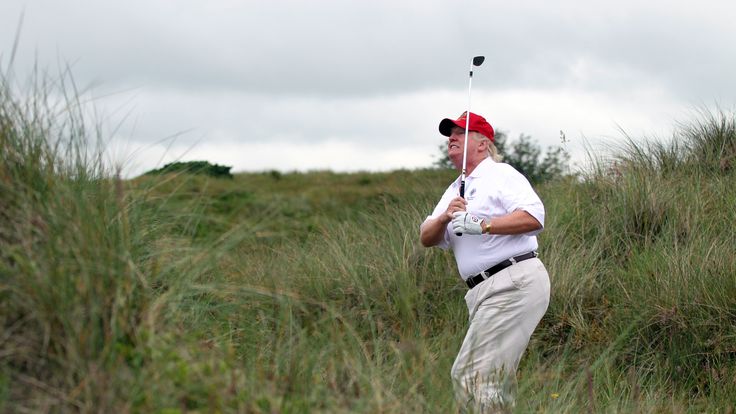 Mr Trump playing at his course in Balmedie, Scotland in July 2012