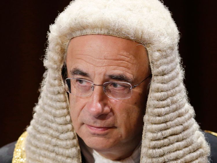 Lord Justice Sir Brian Leveson before the State Opening of Parliament, in the House of Lords at the Palace of Westminster in London.