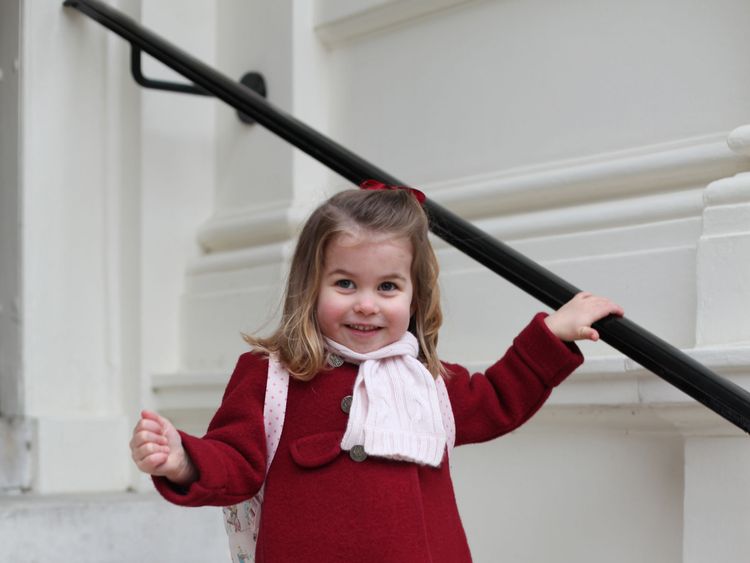 Princess Charlotte pictured on her first day at school.