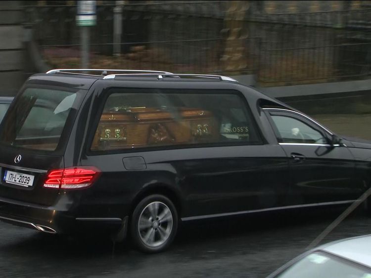 Dolores O'Riordan's casket arriving at the church