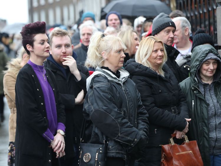 Fans outside the church in Limerick