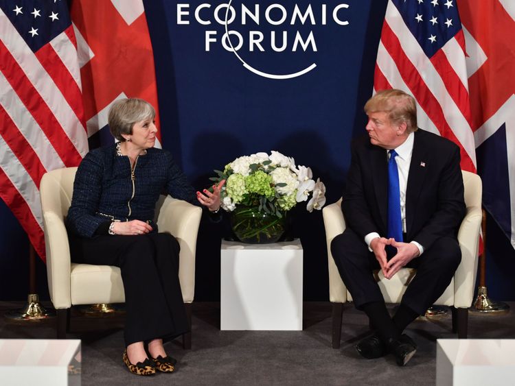 Theresa may and Donald Trump held talks in Davos