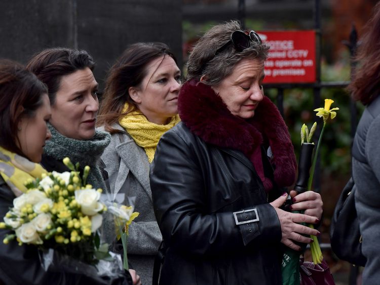 Former school classmates of the singer were among those who paid their respects