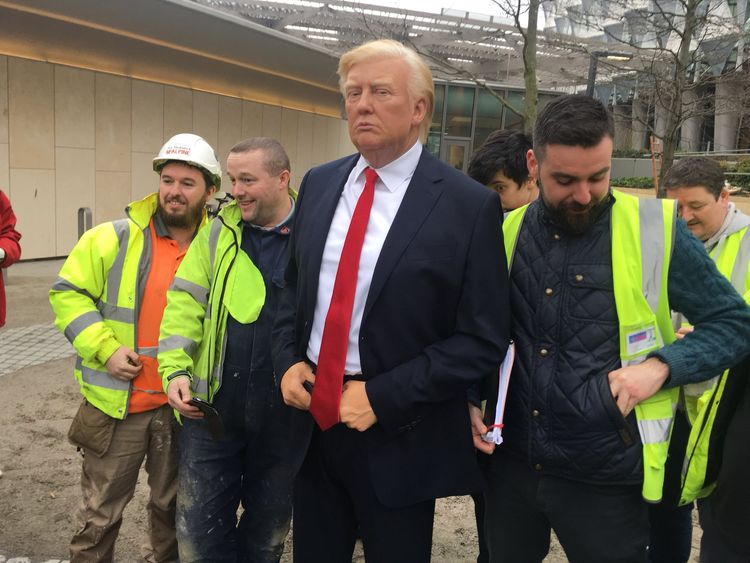 A waxwork figure of Donald Trump was paraded by Madame Tussauds outside the new US embassy in Nine Elms, south London