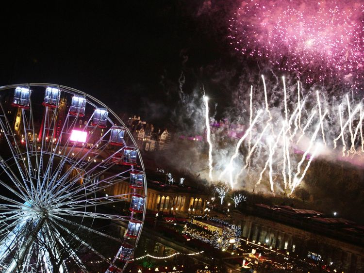 Fireworks light up the sky during the Hogmanay New Year celebrations in Edinburgh.