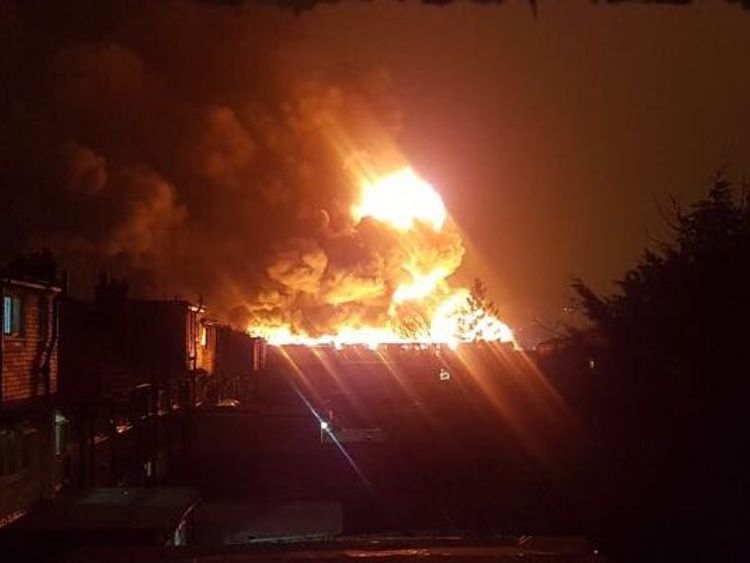 Inferno at Cricklewood paint factory shoots 'fireballs' into the sky Inferno at Cricklewood paint factory shoots 'fireballs' into the sky