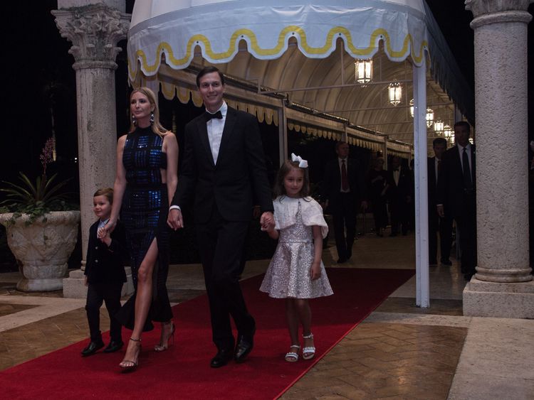 vanka Trump, her husband Jared Kushner and their children on New Year&#39;s Eve