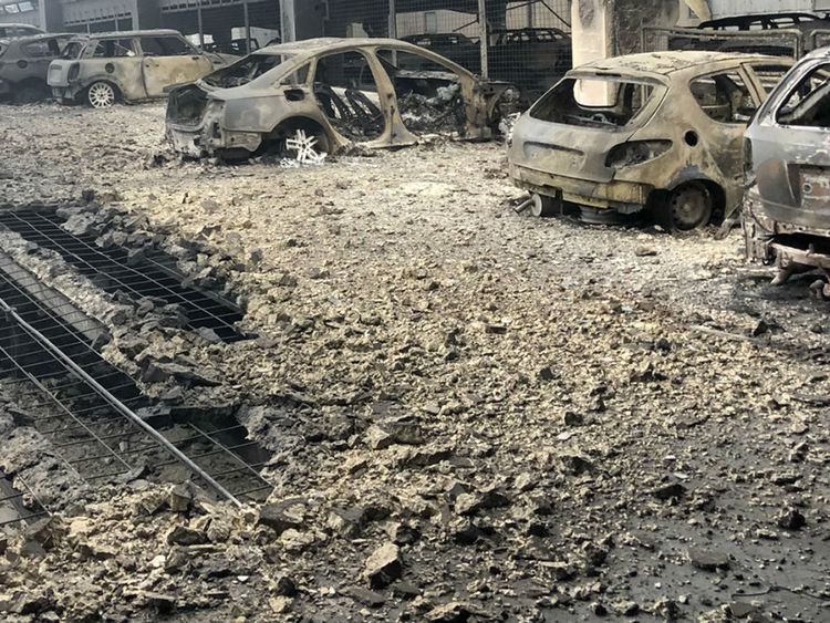 The scene after a blaze at a multi-storey car park near to the Echo Arena on Liverpool&#39;s waterfront