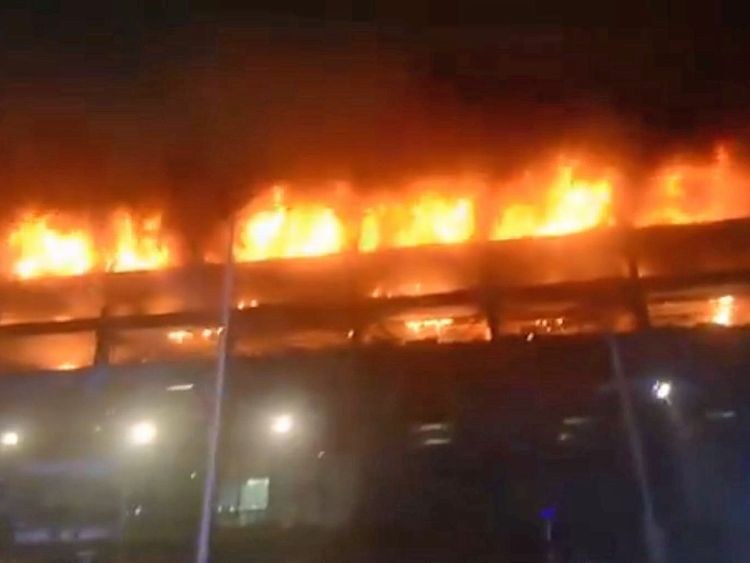 About 4,000 people were led away from the building as it was evacuated