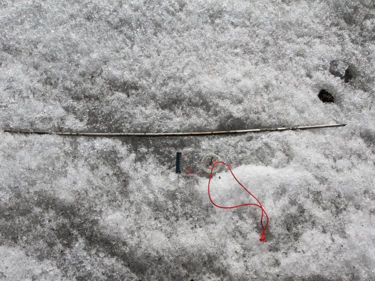 A 4,000-year-old wooden arrow-shaft, found on the ice surface in Jotunheimen in 2014. Pic: Secrets of the Ice/Oppland County Council