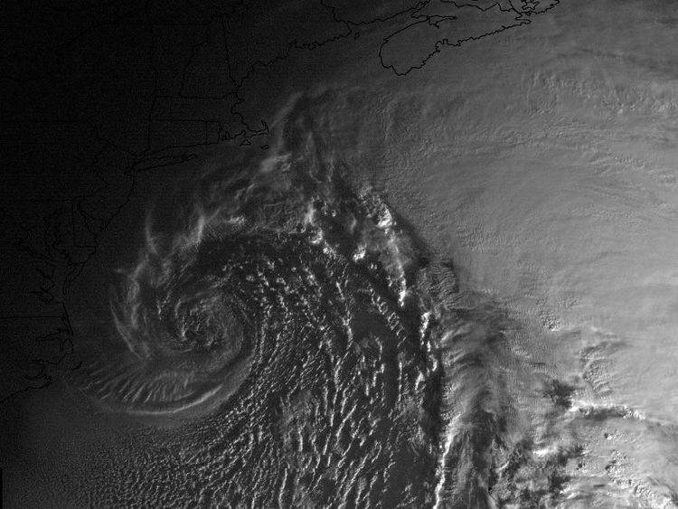 The bomb cyclone as seen from space as America woke up this morning. Imagery: NOAA GOES-16