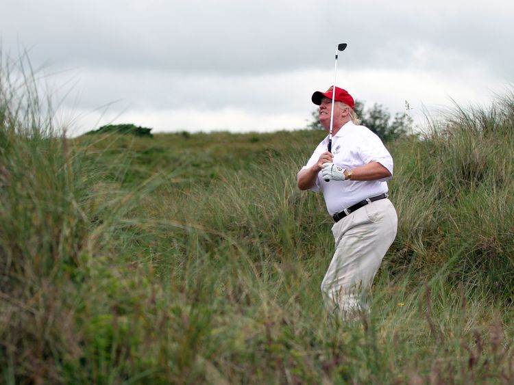 Mr Trump playing at his course in Balmedie, Scotland in July 2012