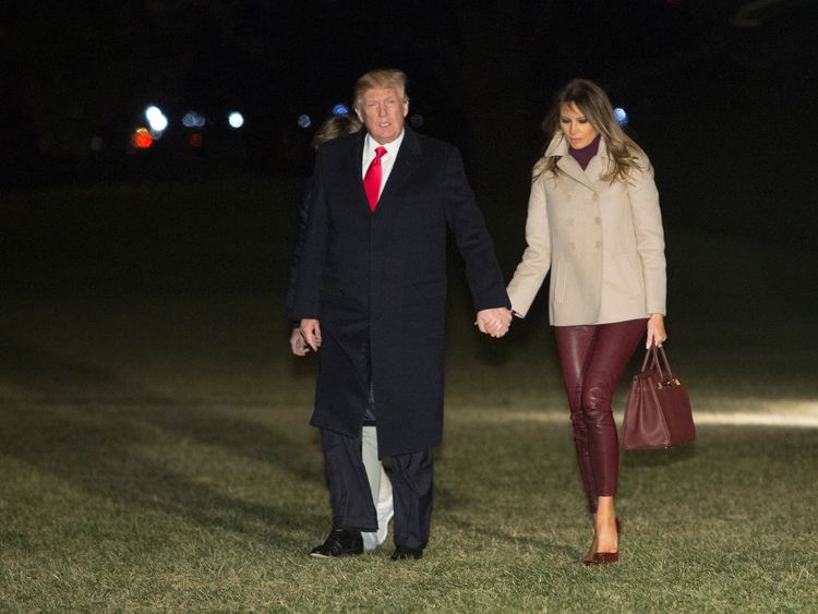 Donald Trump And First Lady Melania return to the White House after the holidays