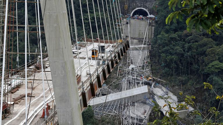 The cause of the collapse, which sent pieces of the bridge down into a canyon below, is under investigation