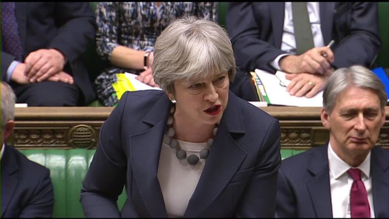 Theresa May speaks about the NHS during PMQs