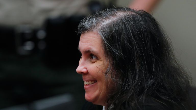 Louise Turpin smiles during the hearing