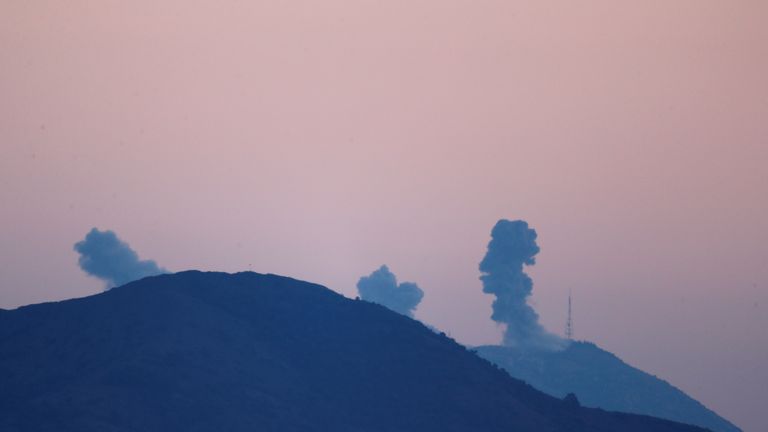 Smoke rises from the Syria&#39;s Afrin region