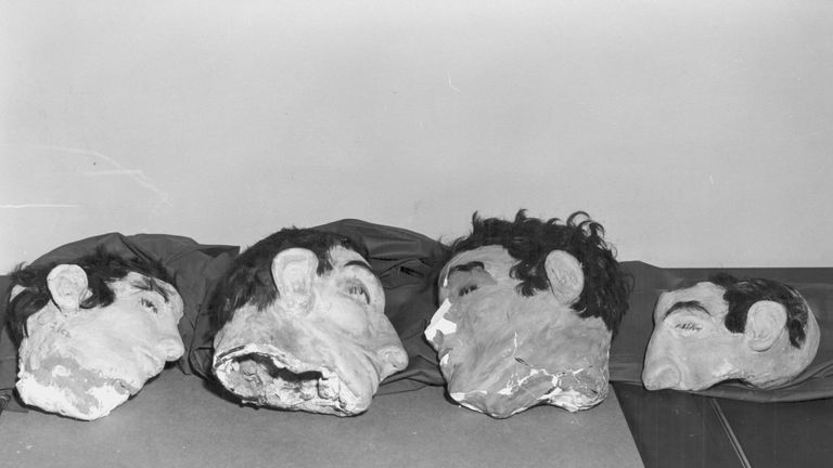 The dummy heads used in the trio&#39;s escape. Pic: FBI