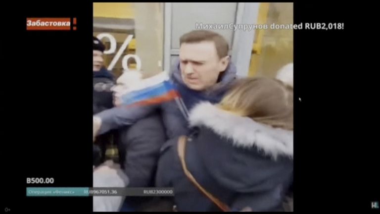Video footage shows Alexei Navalny being arrested by Russian authorities in Moscow