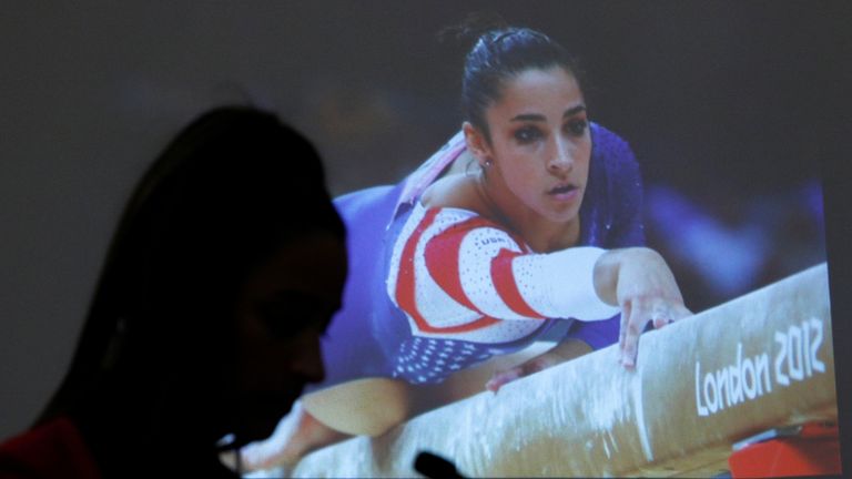 Victim and former gymnast Aly Raisman speaks at the sentencing hearing for Larry Nassar