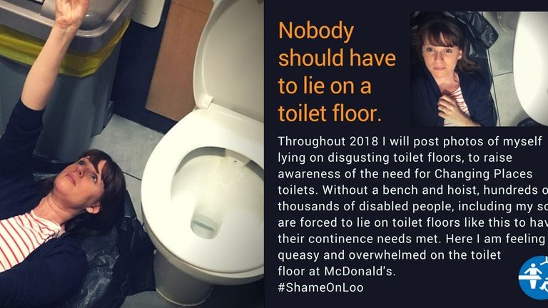 Sarah Brisdion says hundred of thousands of disabled people are being forced to lie on toilet floors