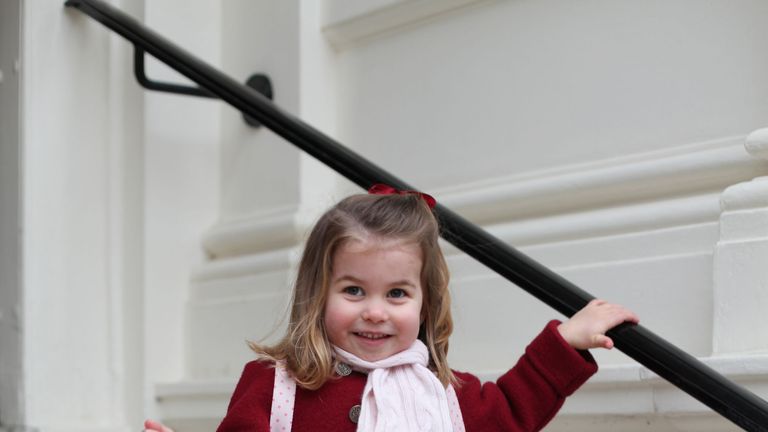 Princess Charlotte pictured on her first day at school.