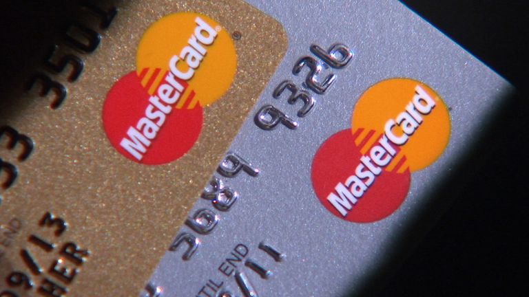 Mastercard credit cards in setup shot.