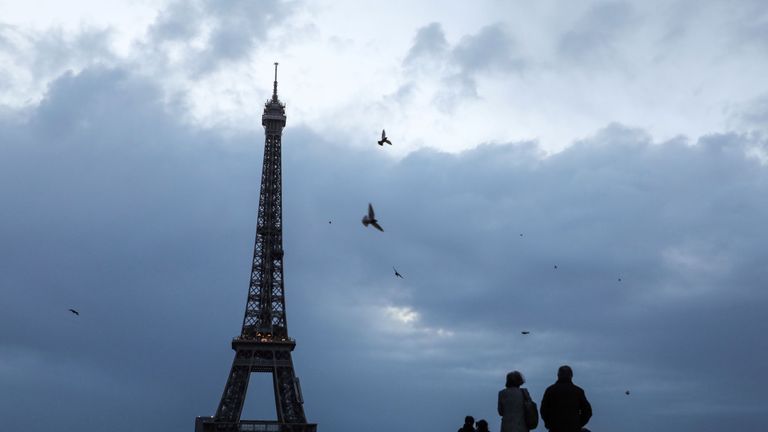 The top deck of the Eiffel Tower was closed due to winds of over 50mph