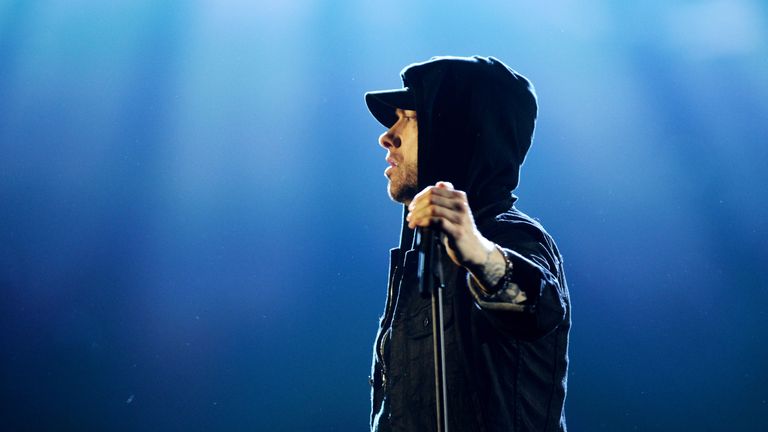 LONDON, ENGLAND - NOVEMBER 12: Eminem performs on stage during the MTV EMAs 2017 held at The SSE Arena, Wembley on November 12, 2017 in London, England. (Photo by Dave J Hogan/Getty Images for MTV)
