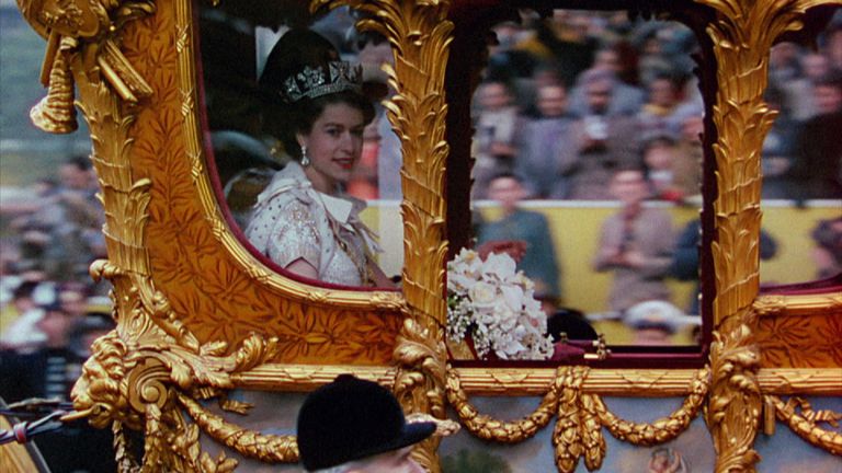 The Queen on her way to her Coronation in 1953