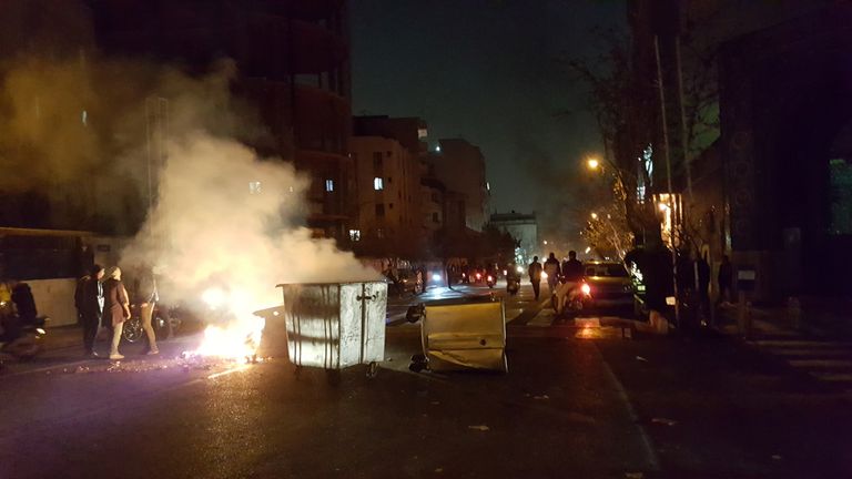 People protesting in Tehran on 30 December