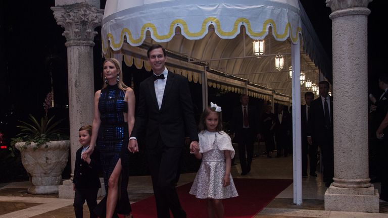 vanka Trump, her husband Jared Kushner and their children on New Year&#39;s Eve