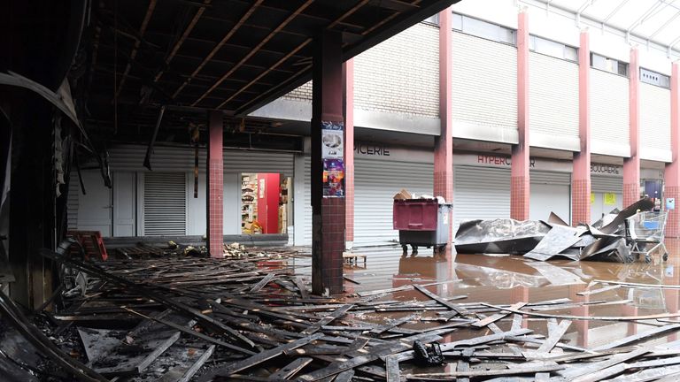 The Promo & Destock store, a French kosher grocery store in Creteil, south of Paris, after it was destroyed in an arson attack