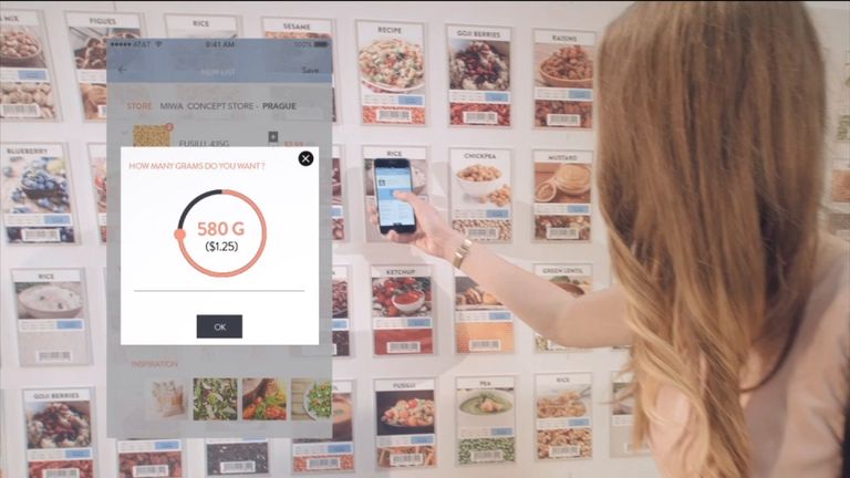 Customers select a product using an app. Pic: Miwa