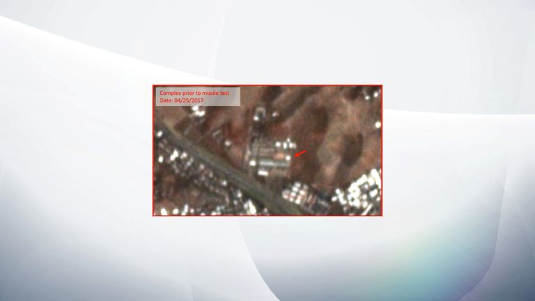 The complex prior to and after the missile test, corroborating the reports that debris from the failed missile test struck a portion of this complex. Source: Planet Labs/The Diplomat