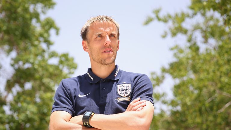 Phil Neville pictured during his time as a coach for England U21s