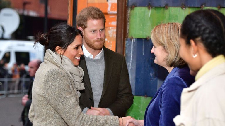 Prince Harry and Meghan Markle during a visit to youth-orientated radio station, Reprezent FM, in Brixton, south London