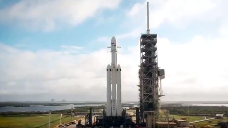 The Falcon Heavy at launch complex 39A. Pic: Elon Musk