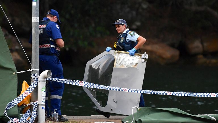 Investigators are examining the wreckage of the seaplane that crashed near Sydney