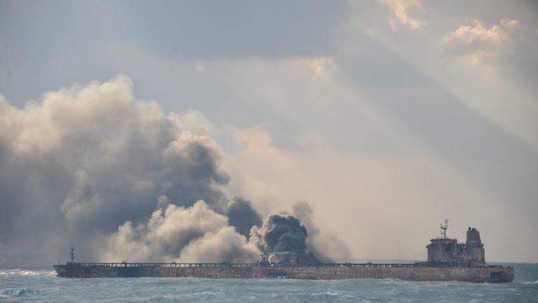 Stricken Iranian Oil Tanker Continues To Explode | World News | Sky News