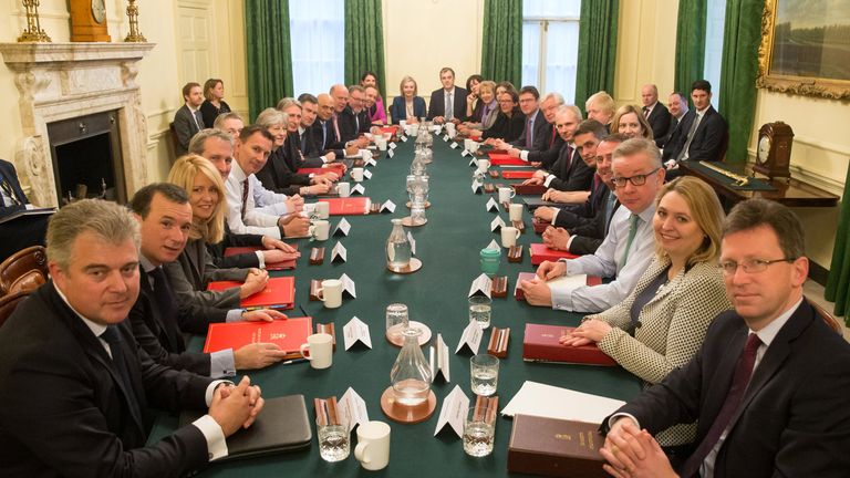 Theresa May leads her first cabinet meeting of the new year following a reshuffle at 10 Downing Street
