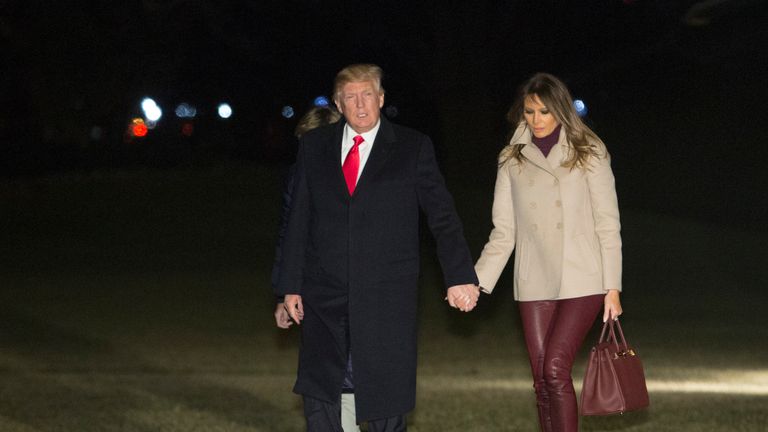 Donald Trump And First Lady Melania return to the White House after the holidays