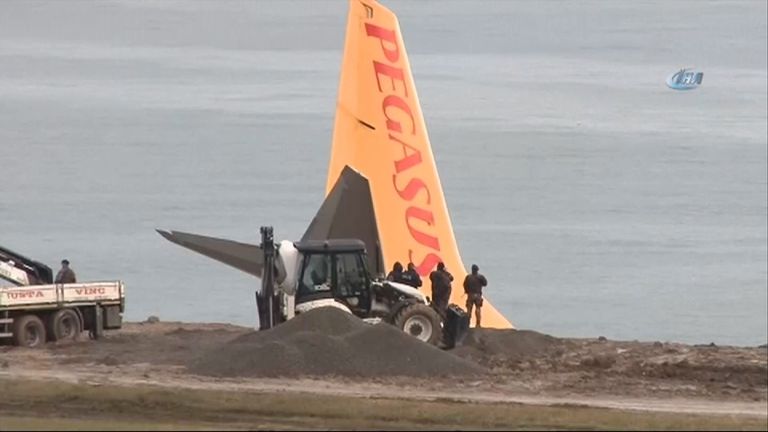 The aircraft narrowly missed the sea