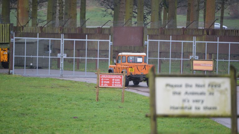 The gates are closed at an area of Woburn Safari Park for an investigation to take place