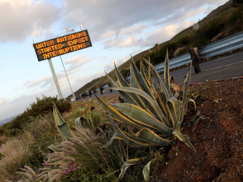 A sign warning residents of water restrictions