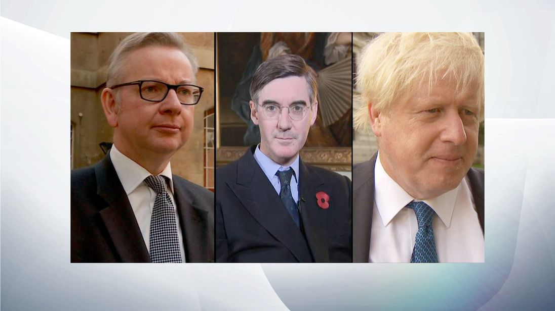 (L-R) Michael Gove, Jacob Rees-Mogg and Boris Johnson