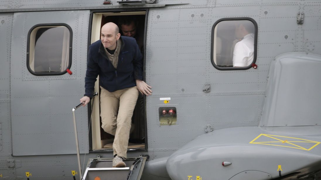 April 2014: Nicolas Henin arrives at Villacoublay air base, near Paris, after he was freed