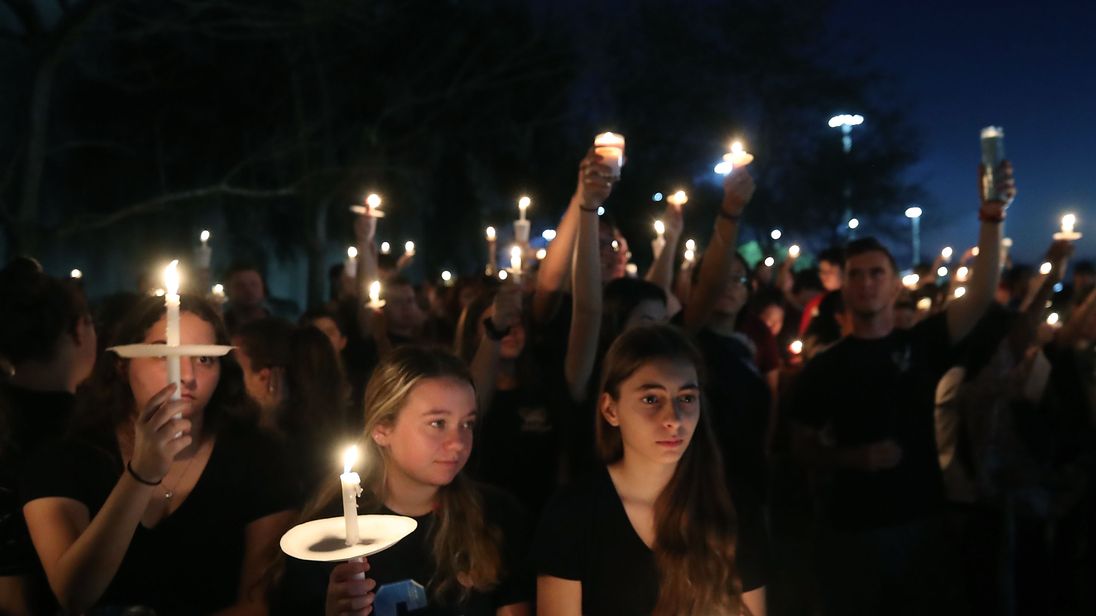 A vigil for the victims of the Florida school shooting