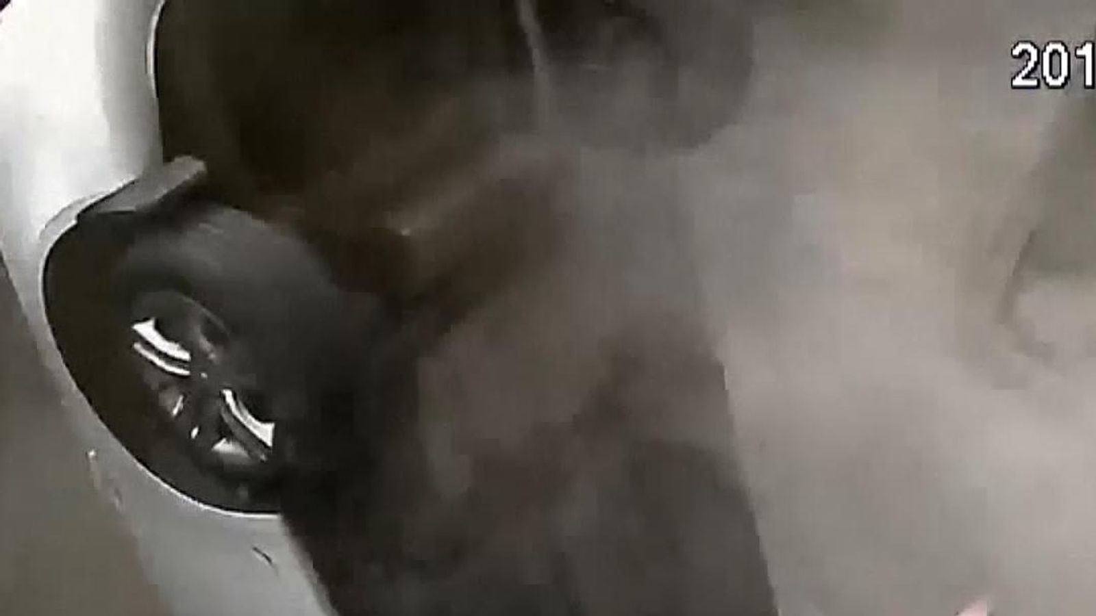 Car flips and smashes through wall during parking plunge News UK